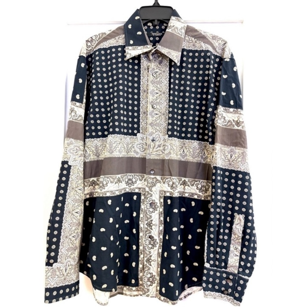 Mondo di Marco Vintage Y2K Patchwork Shirt Men LARGE 100% Cotton Grandpacore